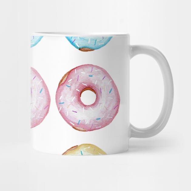 Watercolor fun bright donut pattern by kuallidesigns